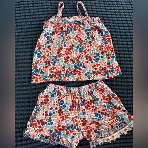 Old Navy girls summer shorts and tank set, Red pink blue Floral, size 4t